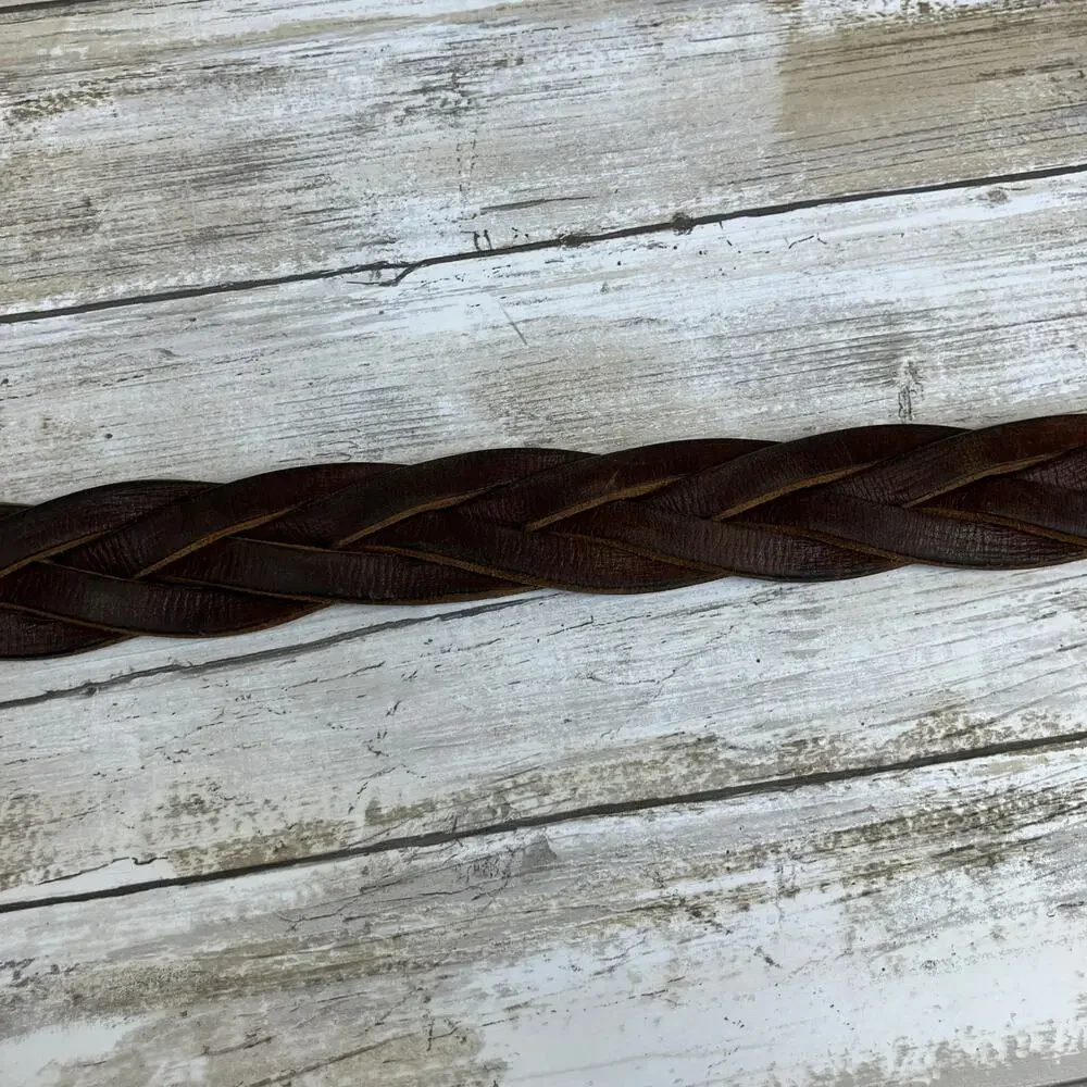 Timberland Western Belt Braided Leather‎ Womens Chunky Small Brown Boho Outdoor